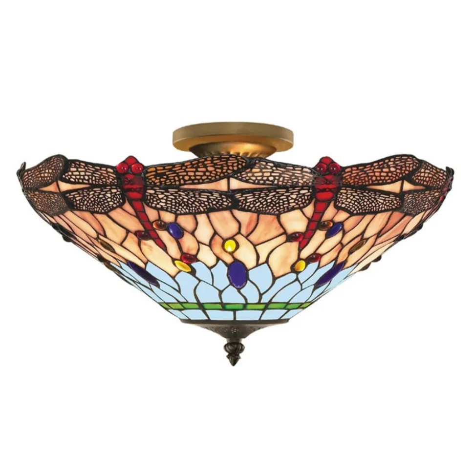 Dragonfly-loftslampe i Tiffany-stil