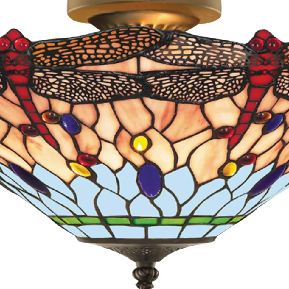 Dragonfly-loftslampe i Tiffany-stil