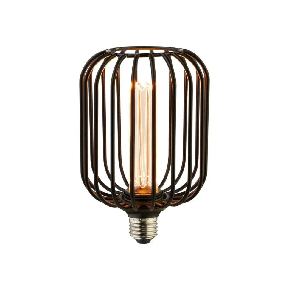 Drum LED-pære, sort, E27, 3,5 W, 1.800 K, dæmpbar