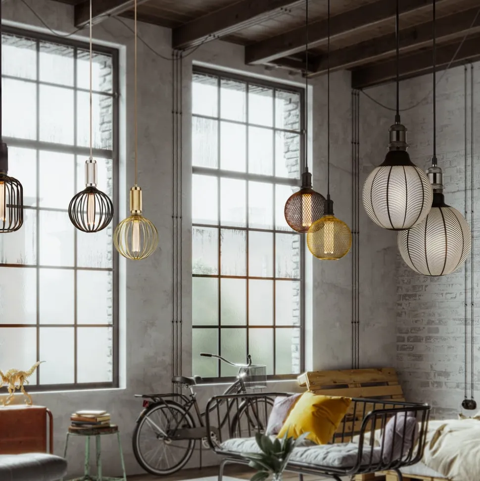 Drum LED-pære, sort, E27, 3,5 W, 1.800 K, dæmpbar