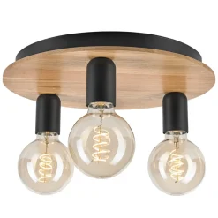 Dusty loftlampe, bøgetræ, sort, Ø 33 cm, 3 lyskilder