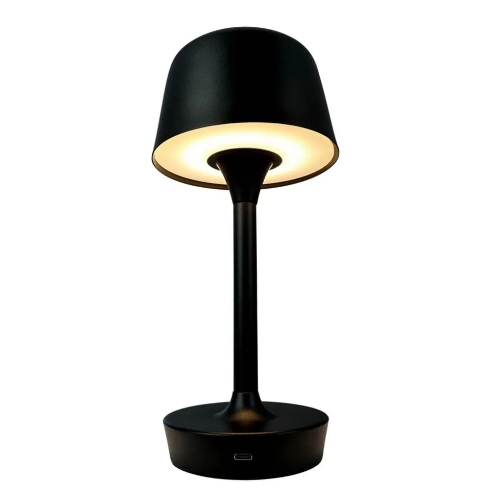 Dyberg Larsen LED-bordlampe Flow, sort, højde 25 cm