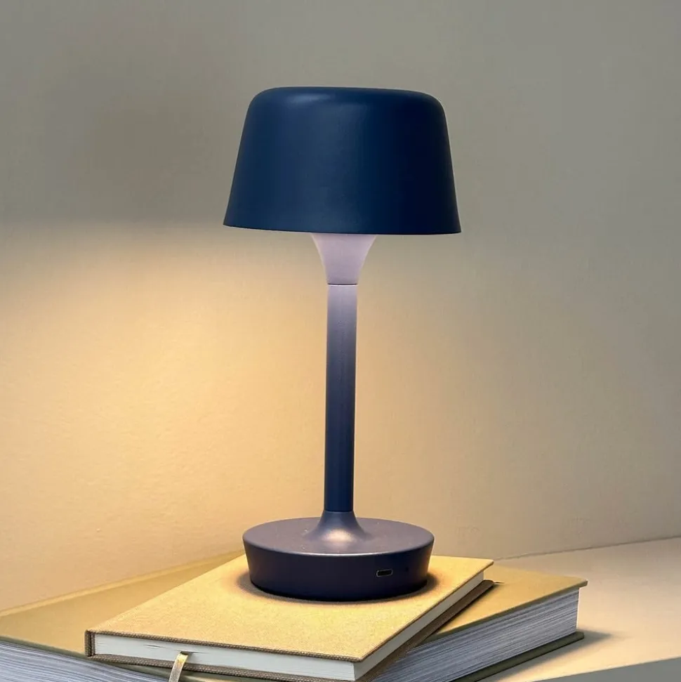 Dyberg Larsen LED-bordlampe Flow, blå, højde 25 cm