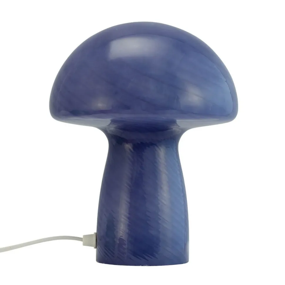 Dyberg Larsen Mushroom bordlampe, blå, højde 23 cm, glas