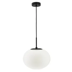 Dyberg Larsen Princess hængelampe, opal/sort, Ø 28 cm