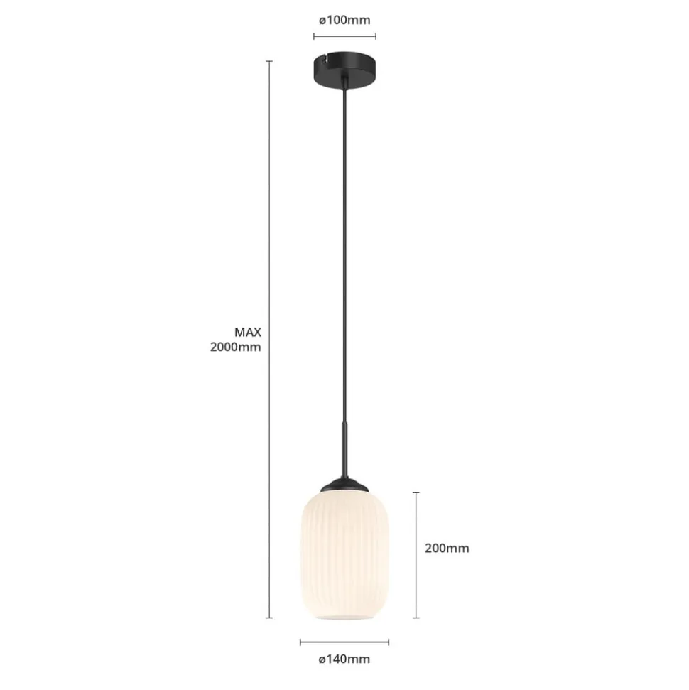 Dyberg Larsen Riflet pendellampe i glas, Ø 14 cm