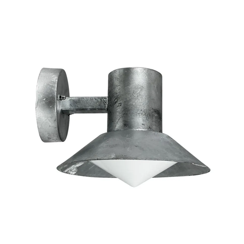 Dyberg Larsen udendørs væglampe Venice, galvaniseret, Ø 20 cm