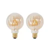 E27 3,8 W LED G95 2.700 K 340lm riller, rav, 2 stk