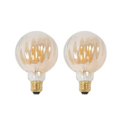 E27 3,8 W LED G95 2.700 K 340lm riller, rav, 2 stk