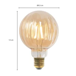 E27 3,8 W LED G95 2.700 K 340lm riller, rav, 2 stk