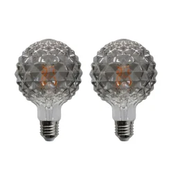 E27 3,8 W LED-pære G95 918 struktur, røg, 2 stk