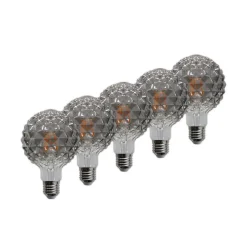 E27 3,8 W LED-pære G95 918 struktur, røg, 5 stk