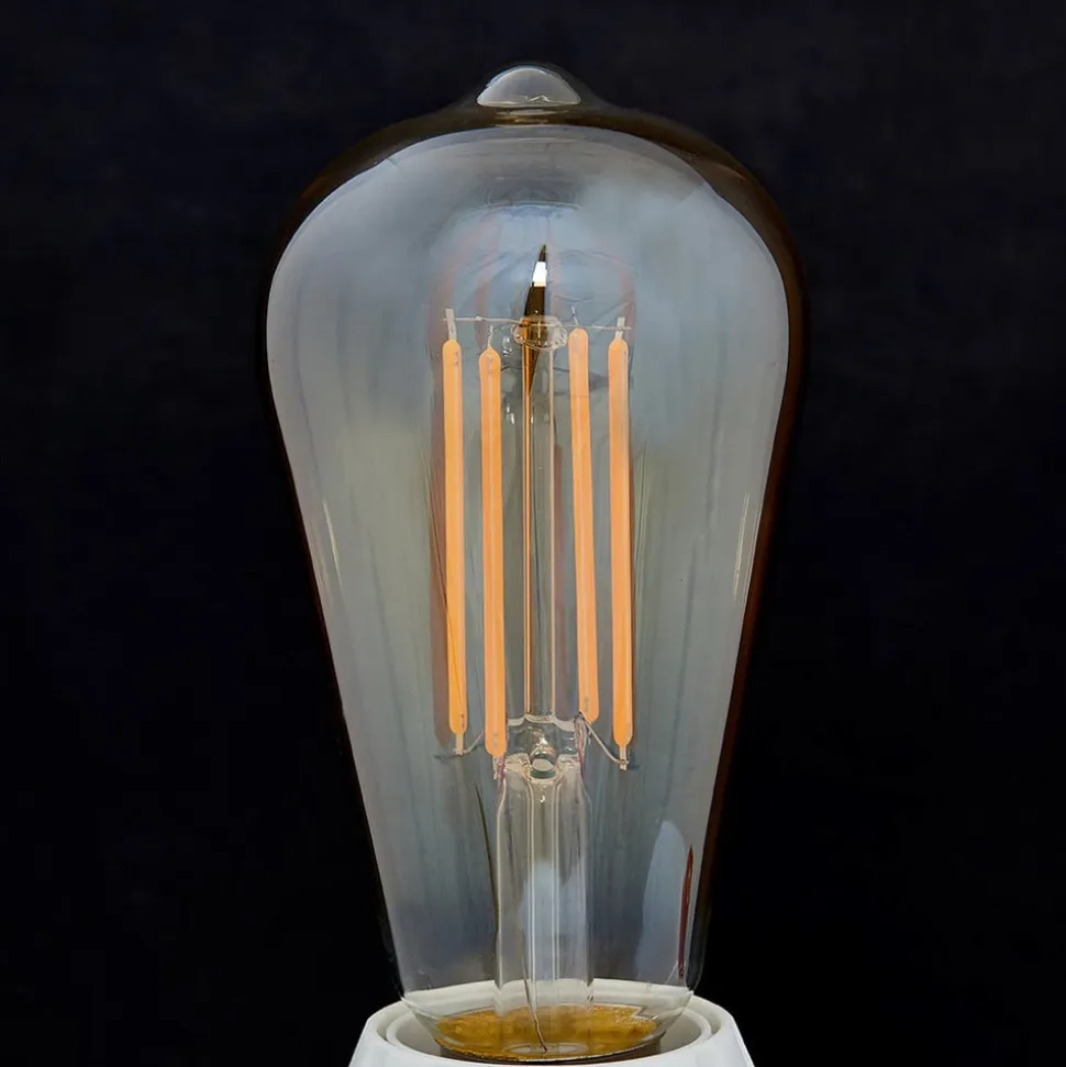 E27 rustik LED-pære 6 W 500lm rav 1.800 K, 2 stk