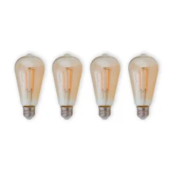 E27 rustik LED-pære 6 W 500lm rav 1.800 K 4 stk
