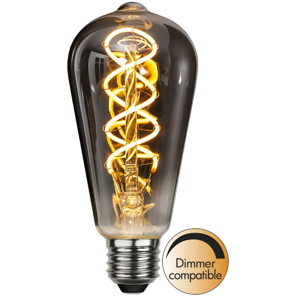 E27 ST64 2 W rustik LED-pære, filament 2.100 K røg