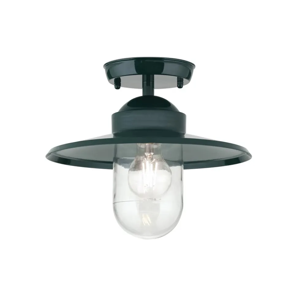 Edward udendørs loftlampe, grøn, Ø 27,5 cm, aluminium/glas