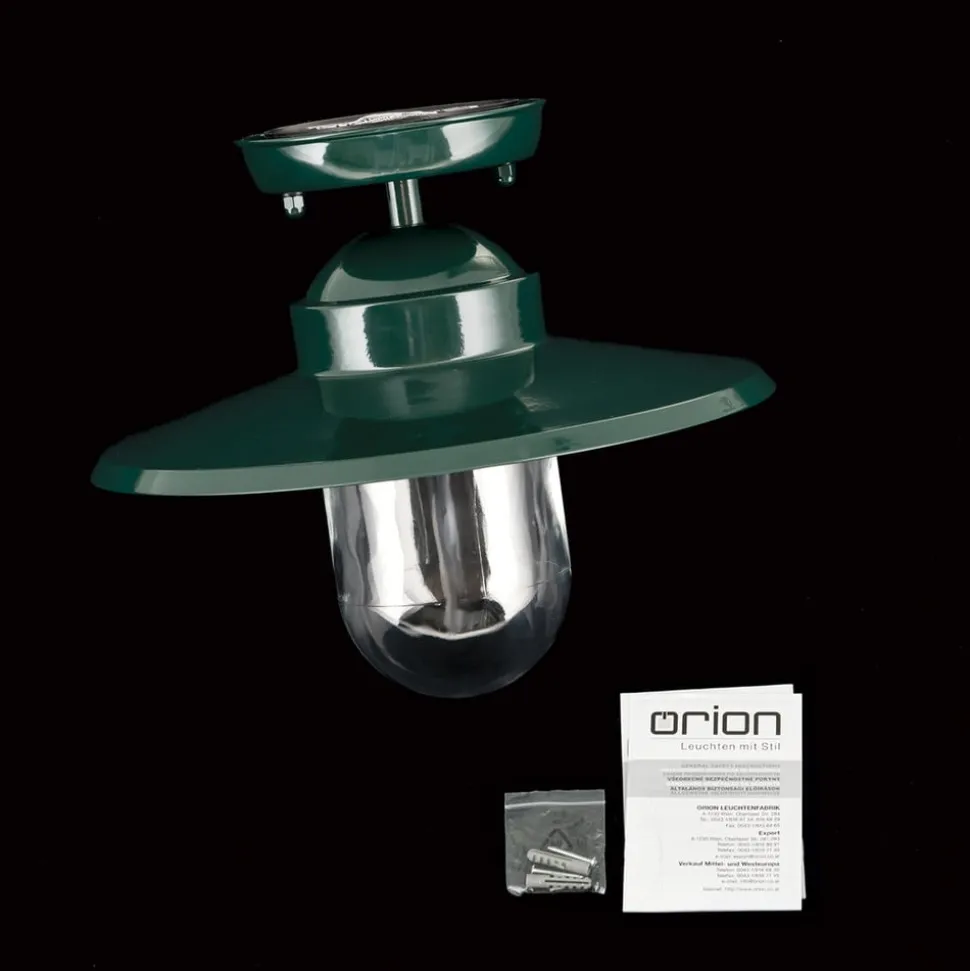 Edward udendørs loftlampe, grøn, Ø 27,5 cm, aluminium/glas