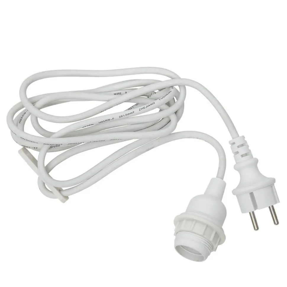 E27-fatning med Ute-kabel, 2,5 m, hvid