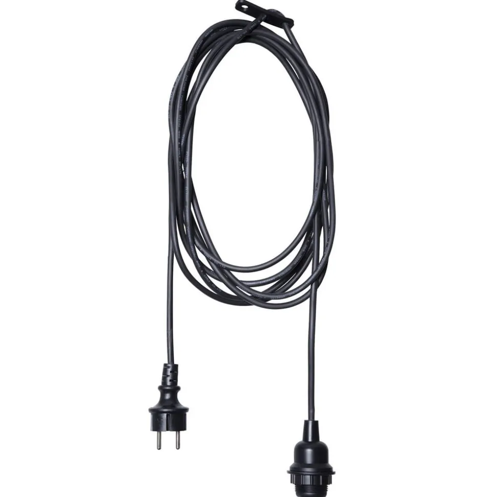E27-fatning med Ute-kabel, 2,5 m, sort