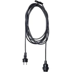 E27-fatning med Ute-kabel, 5 m, sort