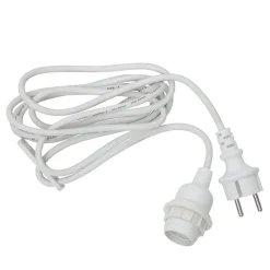 E27-fatning med Ute-kabel, 5 m, hvid