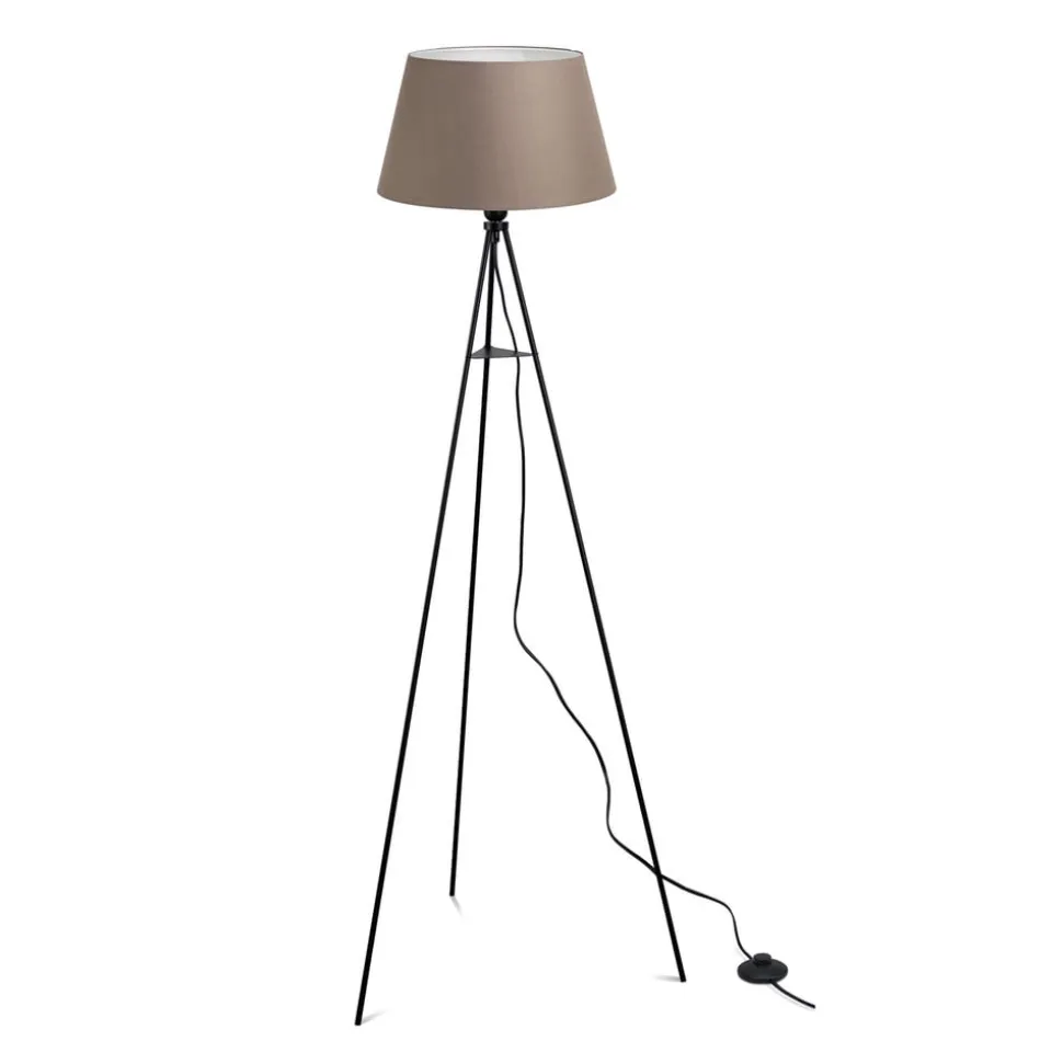 ELC Elsika gulvlampe, stofskærm, brun