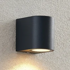 ELC udendørs væglampe Fijona, rund, 8,1 cm, grå, aluminium