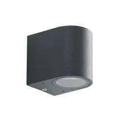 ELC udendørs væglampe Fijona, rund, 8,1 cm, grå, aluminium