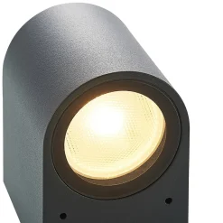 ELC udendørs væglampe Fijona, rund, 8,1 cm, grå, aluminium