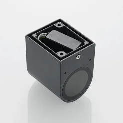 ELC udendørs væglampe Fijona, rund, 8,1 cm, grå, aluminium