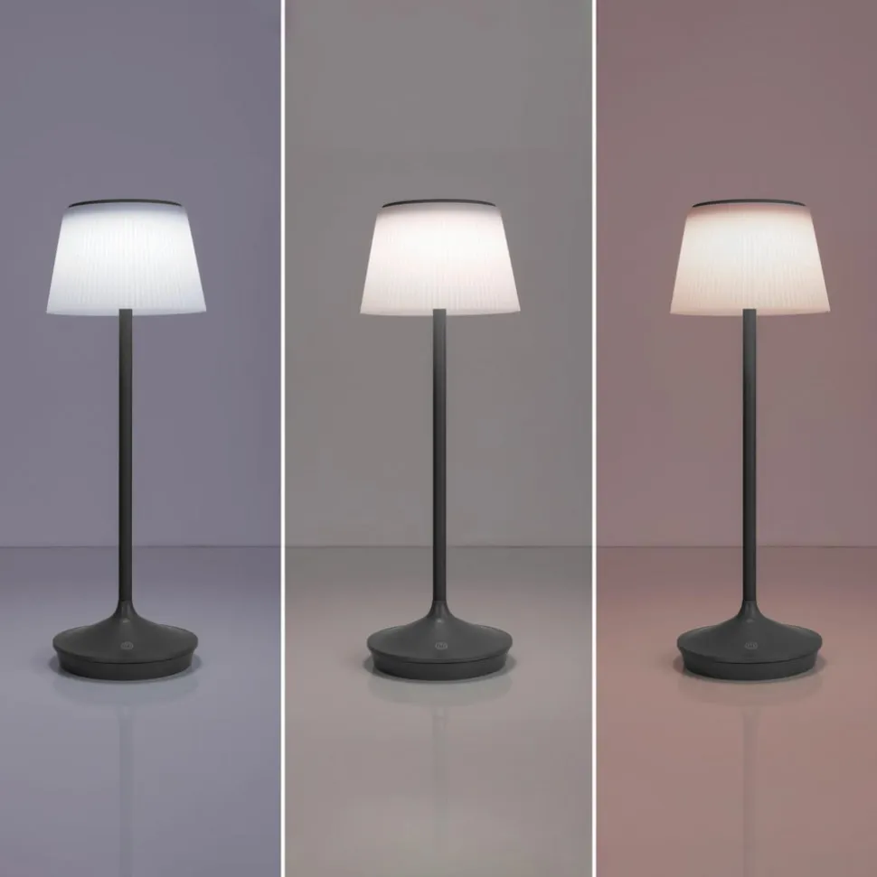 Emmi LED-bordlampe, solcelle, CCT, opladelig, grå