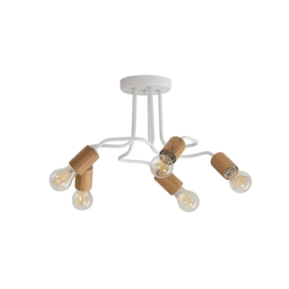 Envostar Joiy loftslampe 5-lys fordelt hvid/træ
