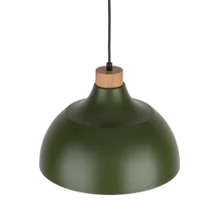 Envostar Kaitt hængelampe, mørkegrøn, Ø 34 cm, trædetaljer