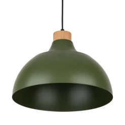 Envostar Kaitt hængelampe, mørkegrøn, Ø 34 cm, trædetaljer