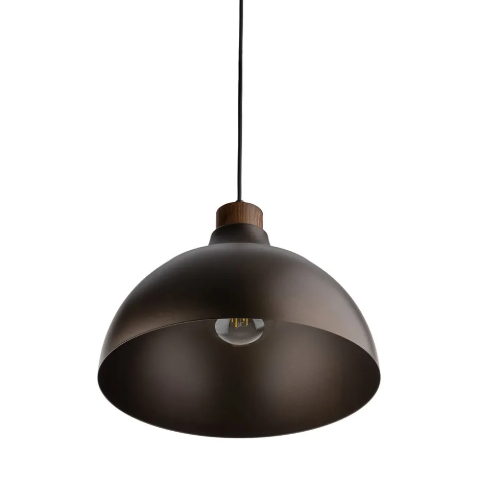 Envostar Kaitt hængelampe, brun, Ø 34 cm, trædetaljer