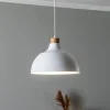 Envostar Kaitt hængelampe, hvid, Ø 34 cm, trædetaljer