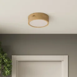 Envostar Kerio loftlampe, Ø 27 cm, naturrøget eg