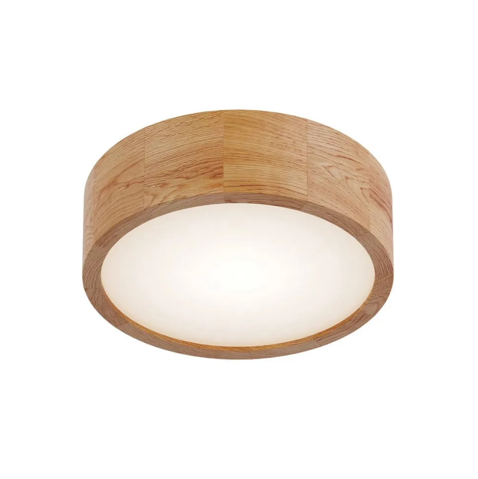 Envostar Kerio loftlampe, Ø 27 cm, naturrøget eg