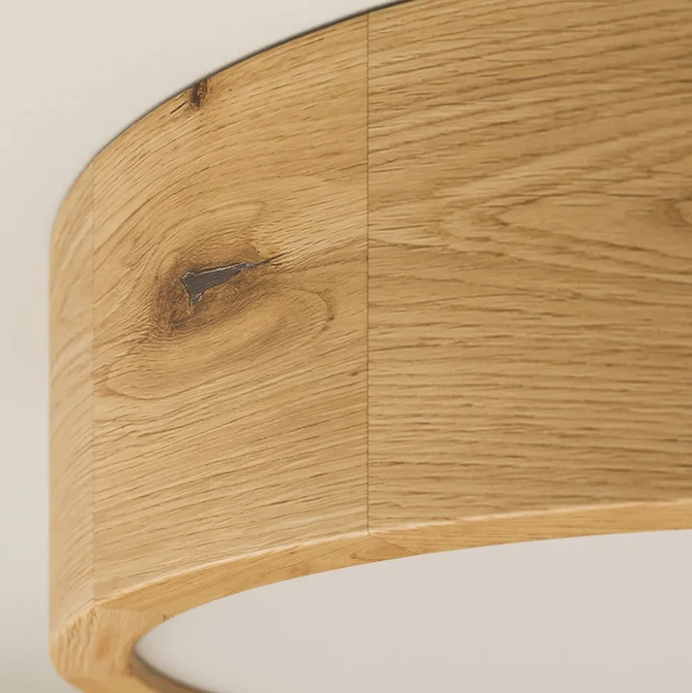 Envostar Kerio loftlampe, Ø 27 cm, naturrøget eg