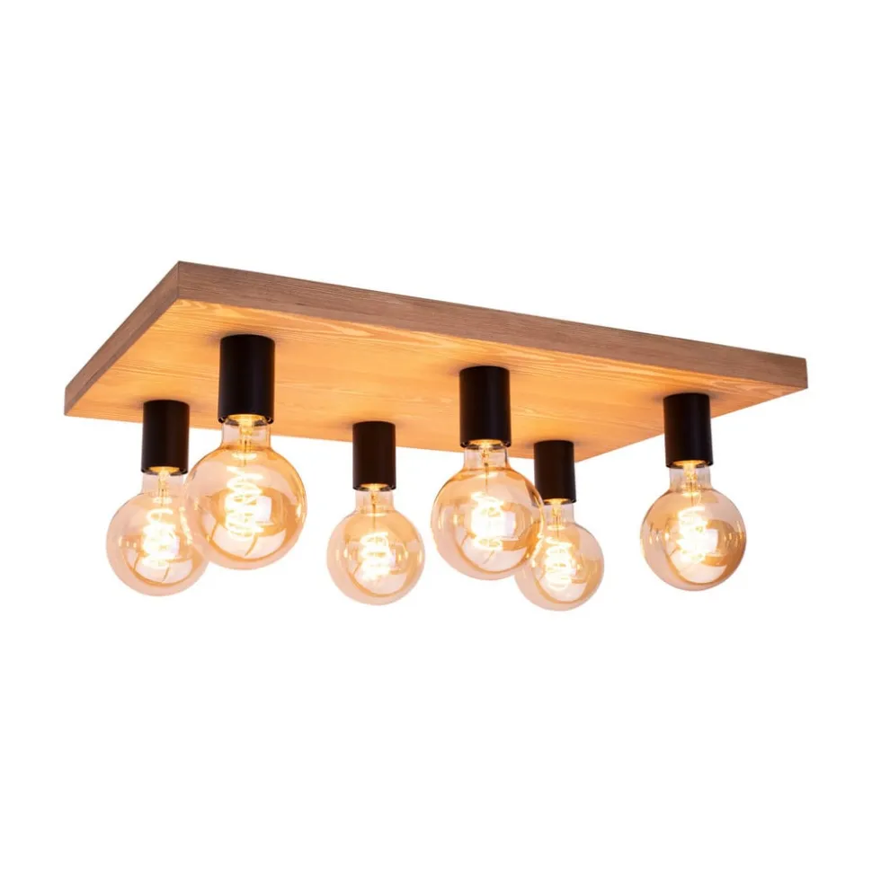 Envostar Lobo loftslampe 6fl. fyrretræ brun