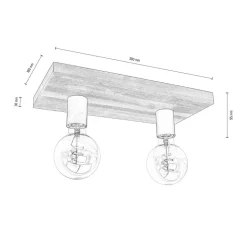 Envostar Lobo loftslampe 2fl. fyrretræ valnød
