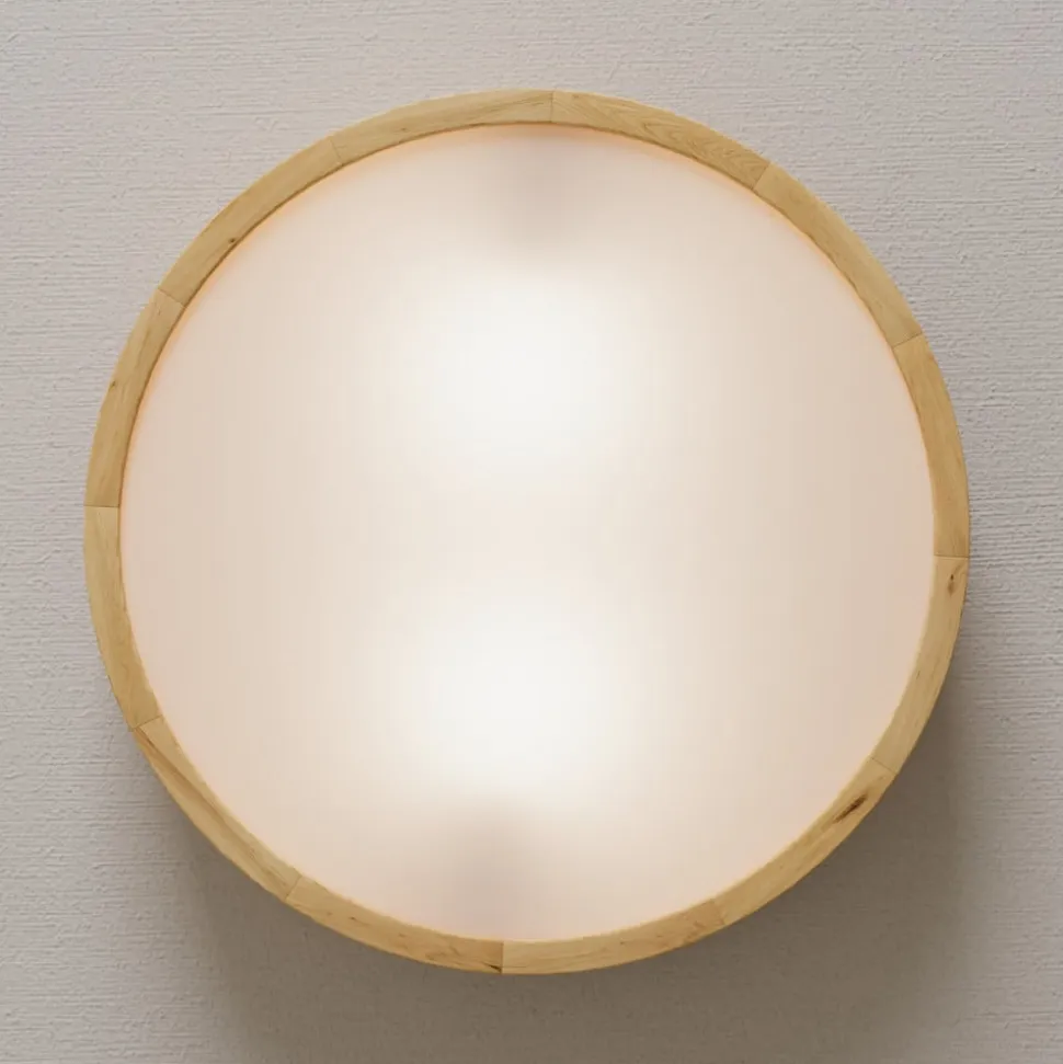 Envostar loftlampe Kerio, Ø 37 cm, naturligt egetræ