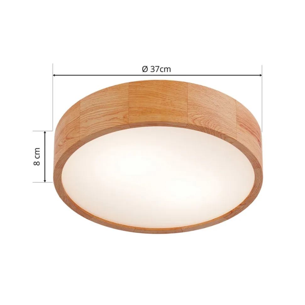 Envostar loftlampe Kerio, Ø 37 cm, naturligt egetræ