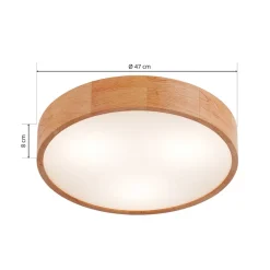 Envostar loftlampe Kerio, Ø 47 cm, naturligt egetræ