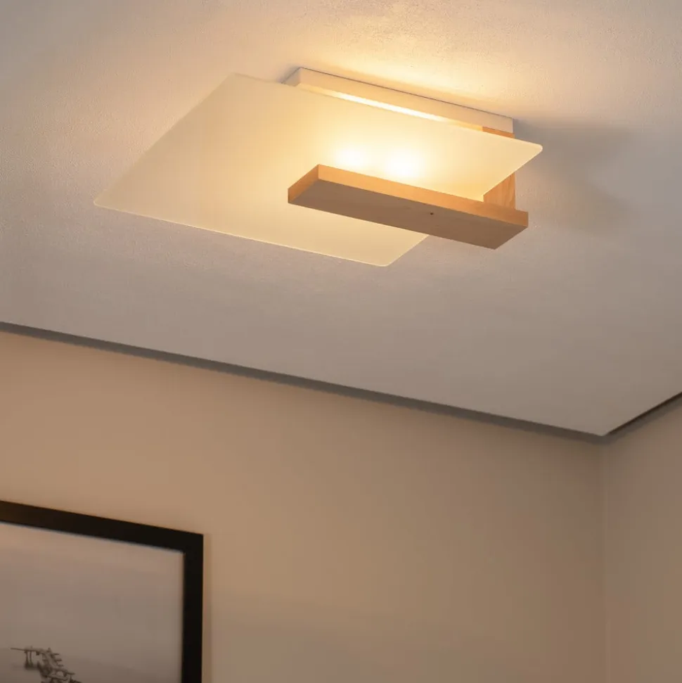Envostar Peach Puff loftlampe med glas, træ