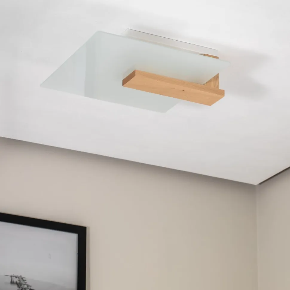Envostar Peach Puff loftlampe med glas, træ