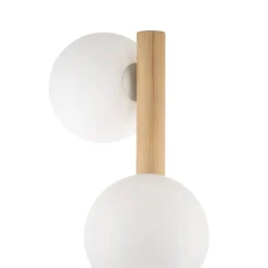 Estera gulvlampe, opalglas, træramme, 132 cm, 3 lyskilder