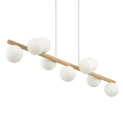 Estera hængelampe, opalglas, træ, 9 lyskilder