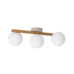 Estera loftlampe, opalglas, træ, 3 lyskilder