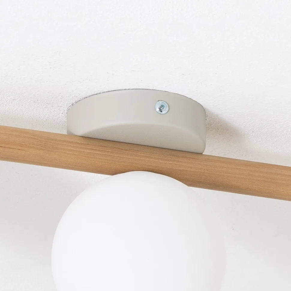 Estera loftlampe, opalglas, træ, 3 lyskilder